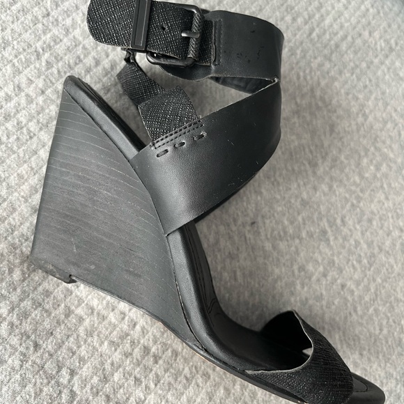 High heels calvin klein black leather sandals size 8 - Picture 3 of 5